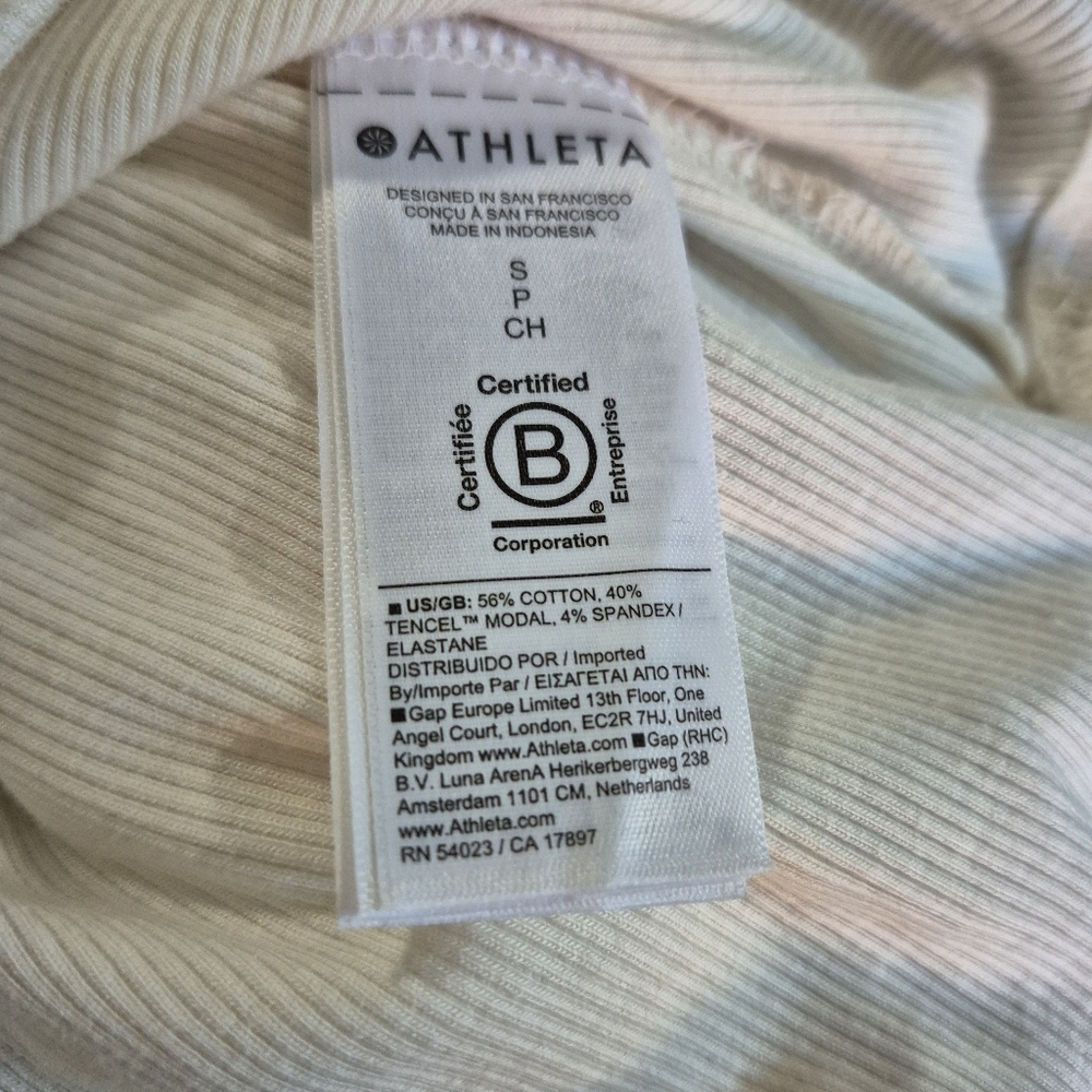 Athleta Presence Ribbed Sweater Deep V Back In Ivory Small - Picture 5 of 8